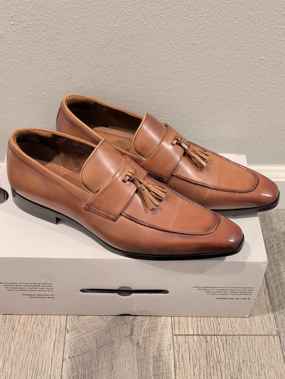 Aldo "Vinci" Tassel Loafer Shoes Tan/Cognac NEW - Picture 8 of 9